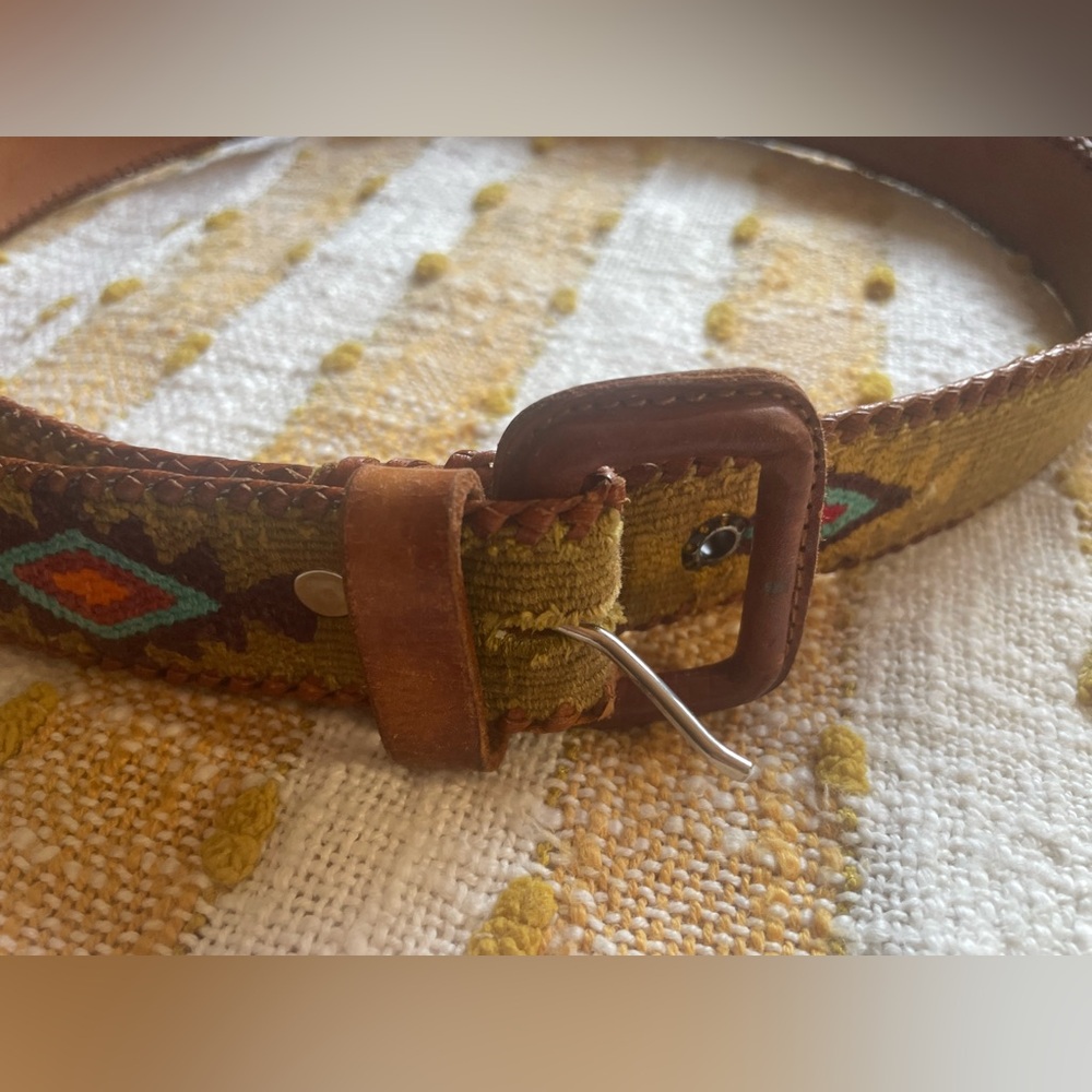 Embroidered Brown Belt with Colorful Accents